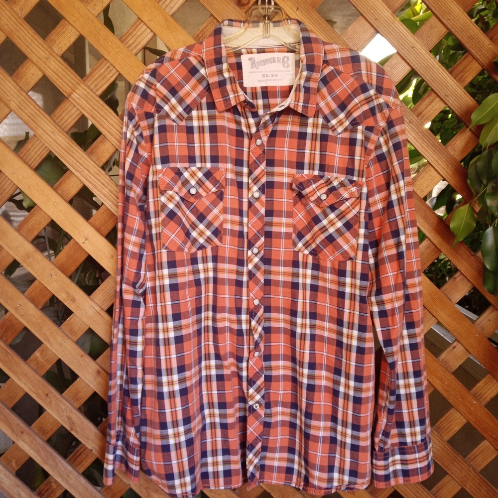 Vintage Roebuck&Co. Western Style Long Sleeve Shirt, Pearl Snaps, See.XL